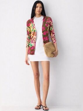 Charlotte Tarantola Floral Lightweight Spring Cardigan Sweater Size S